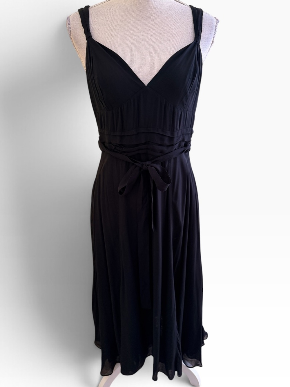 Anthropologie Elevensies "Black Widow" Black Chiffon Sleeveless A-Line Dress 10